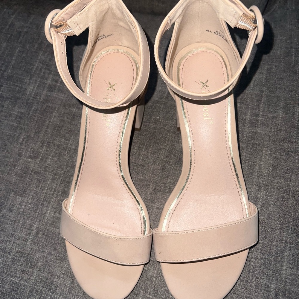 Cream block heel